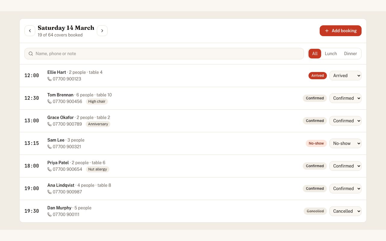 Back Office Bookings preview