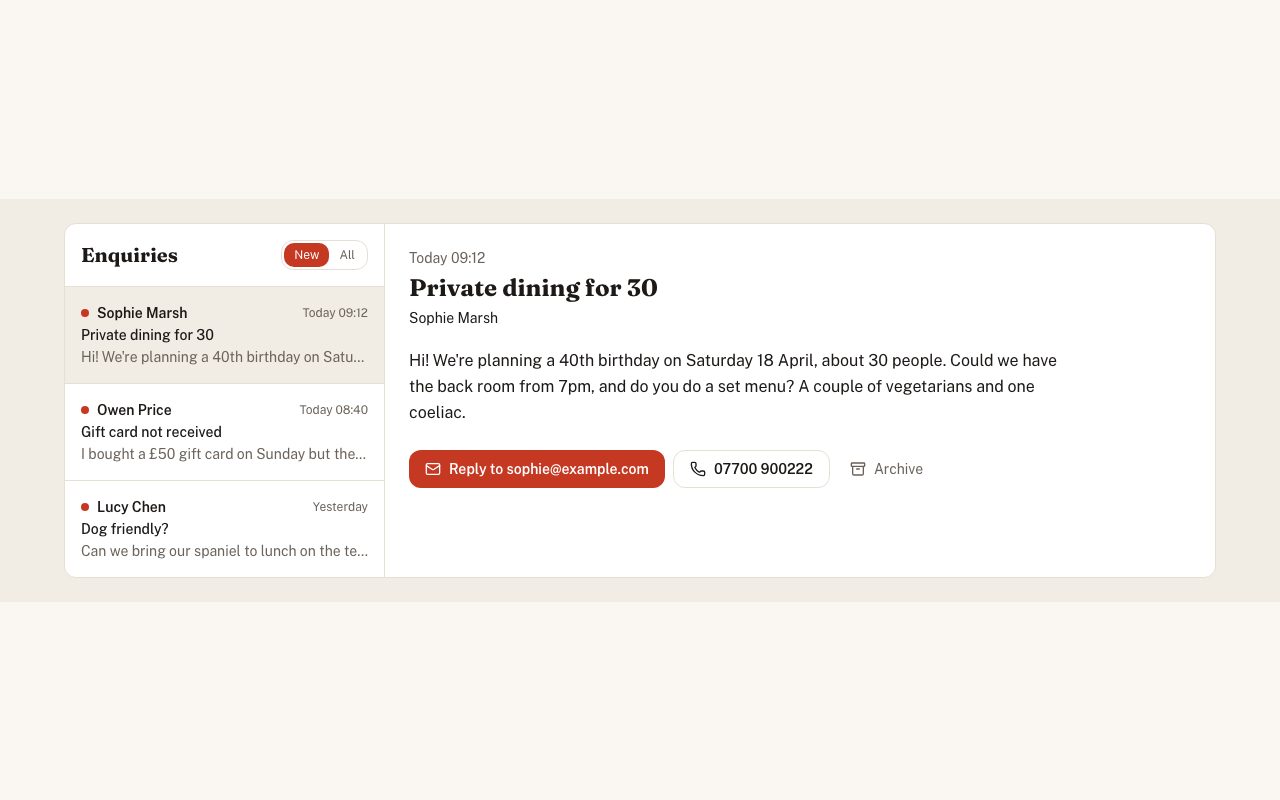 Back Office Enquiries preview