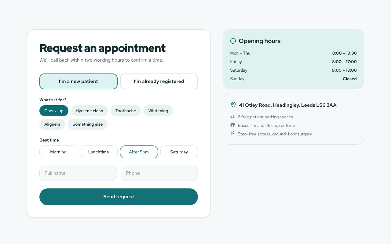 Brightline Appointment Request preview
