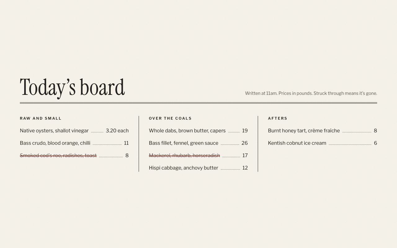 Brinebank Chalkboard Menu preview
