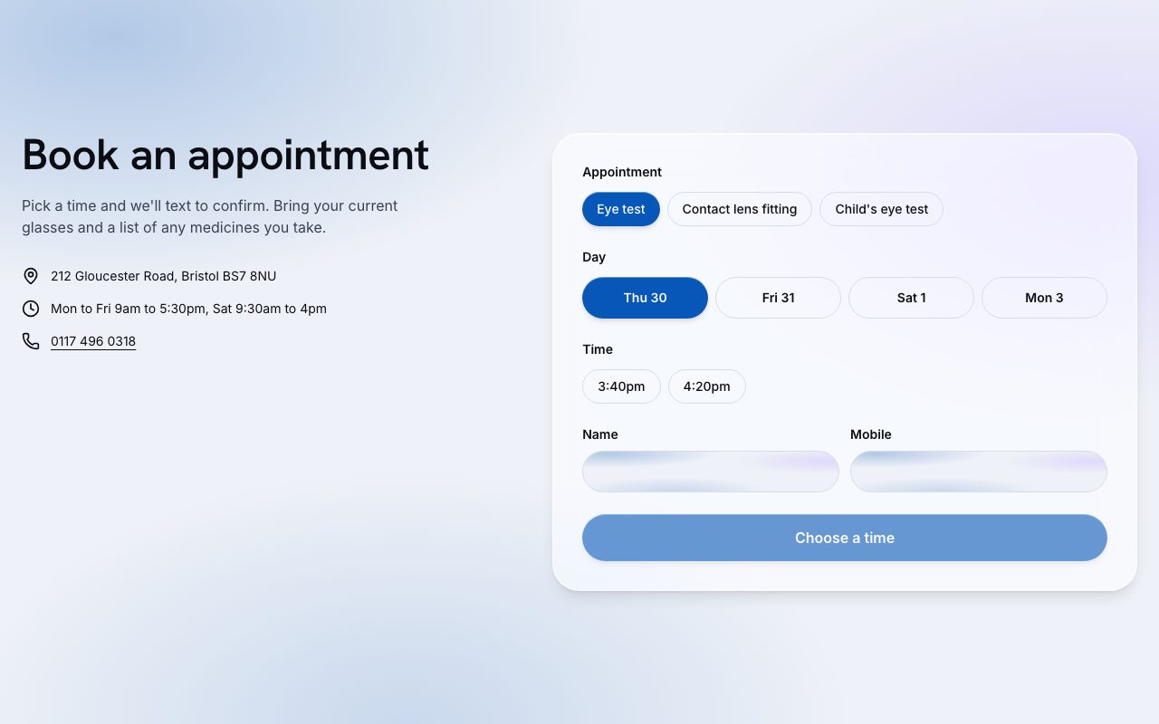 Clearwell Appointment Booking preview