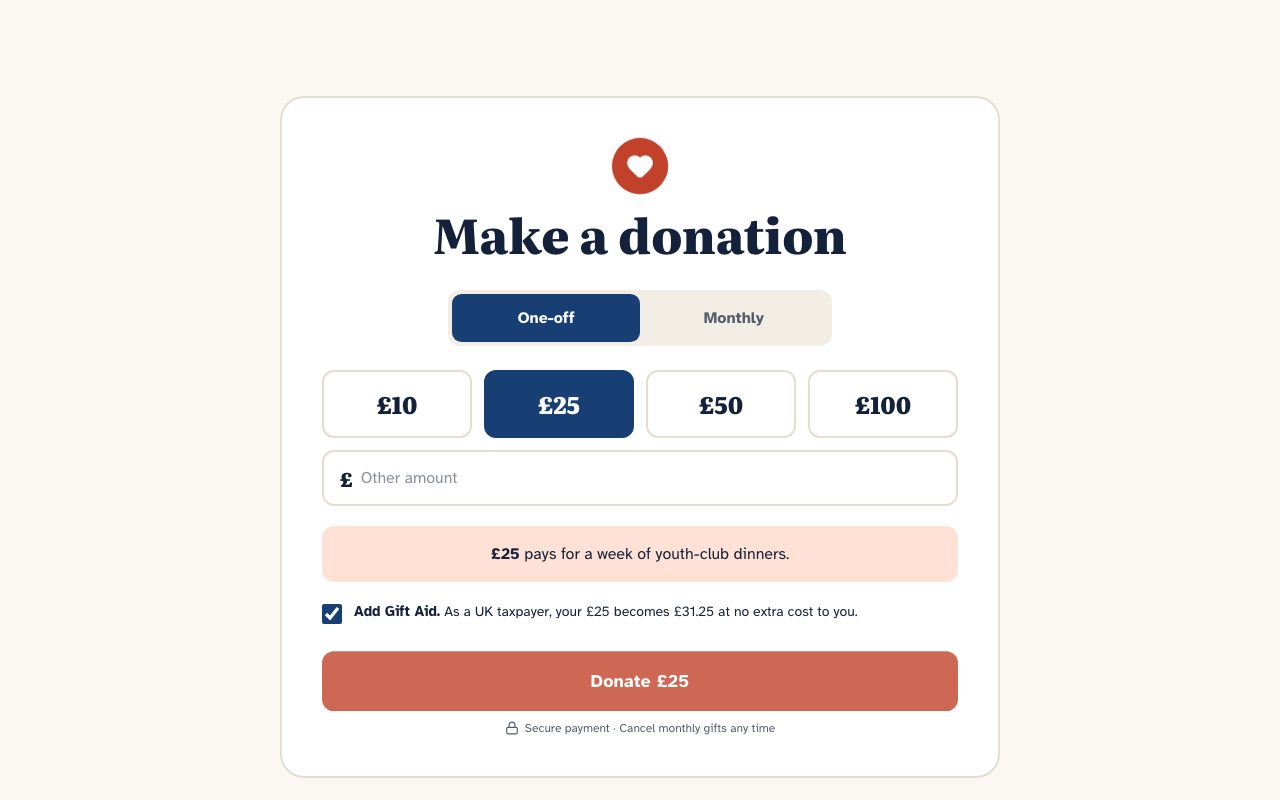 Common Ground Donation Form preview