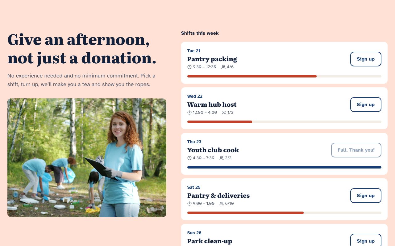 Common Ground Volunteer Shifts preview