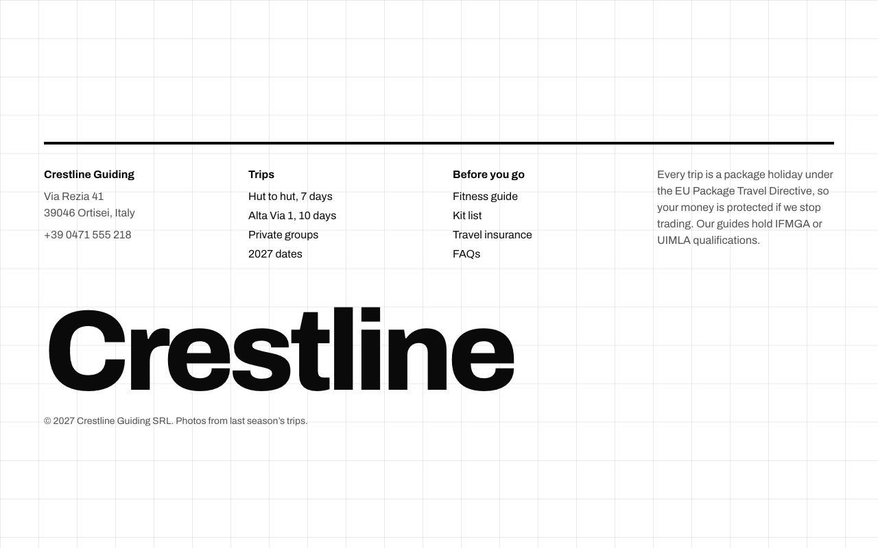 Crestline Swiss Footer preview