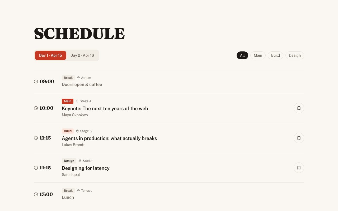 Event Schedule preview