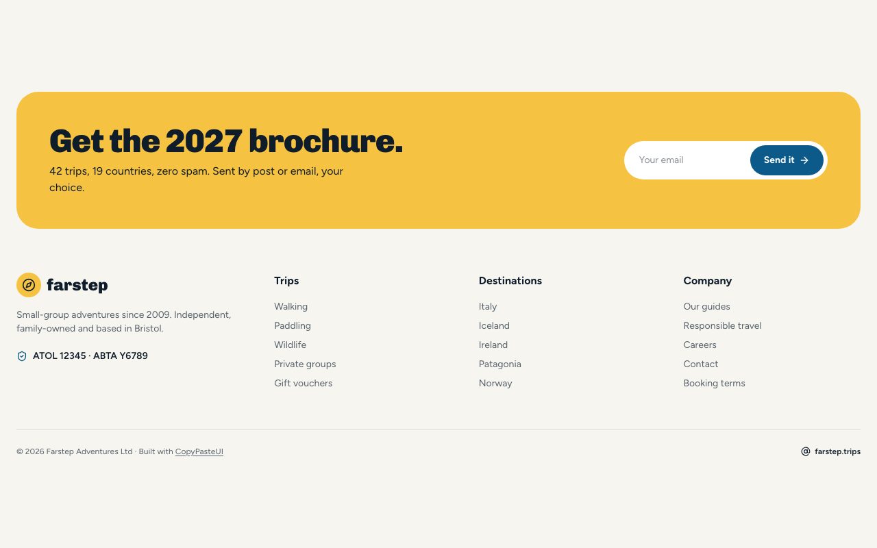 Farstep Footer preview