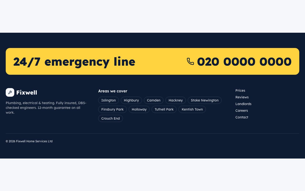 Fixwell Footer preview