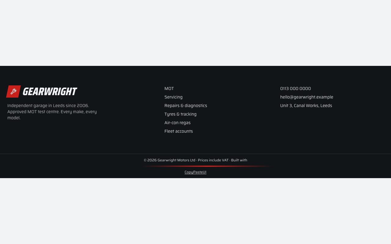 Gearwright Footer preview