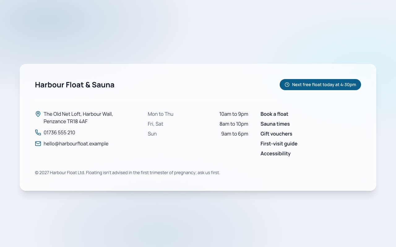 Harbour Float Footer preview