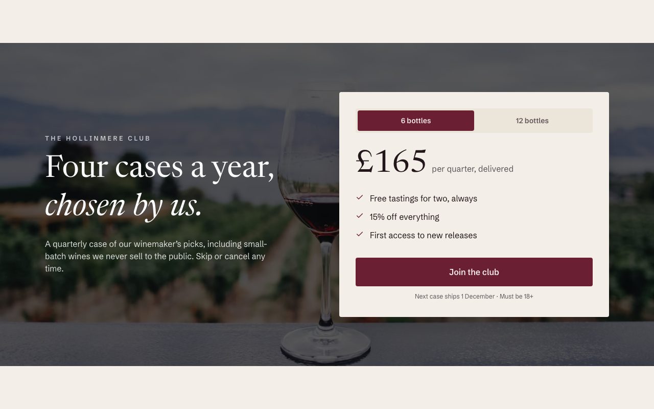 Hollinmere Estate Wine Club preview