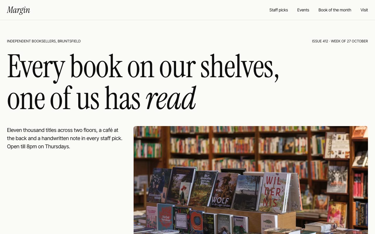 Margin Bookshop Hero preview