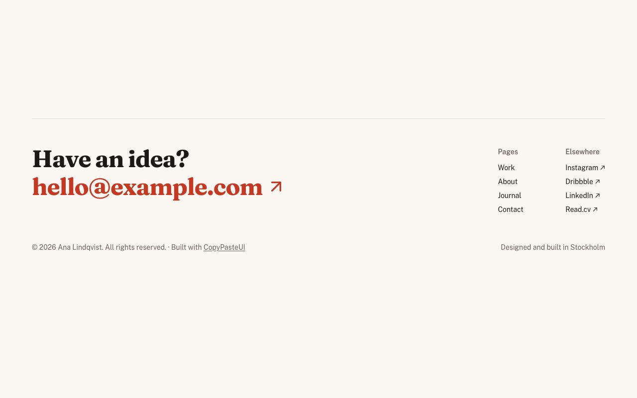 Minimal Footer preview