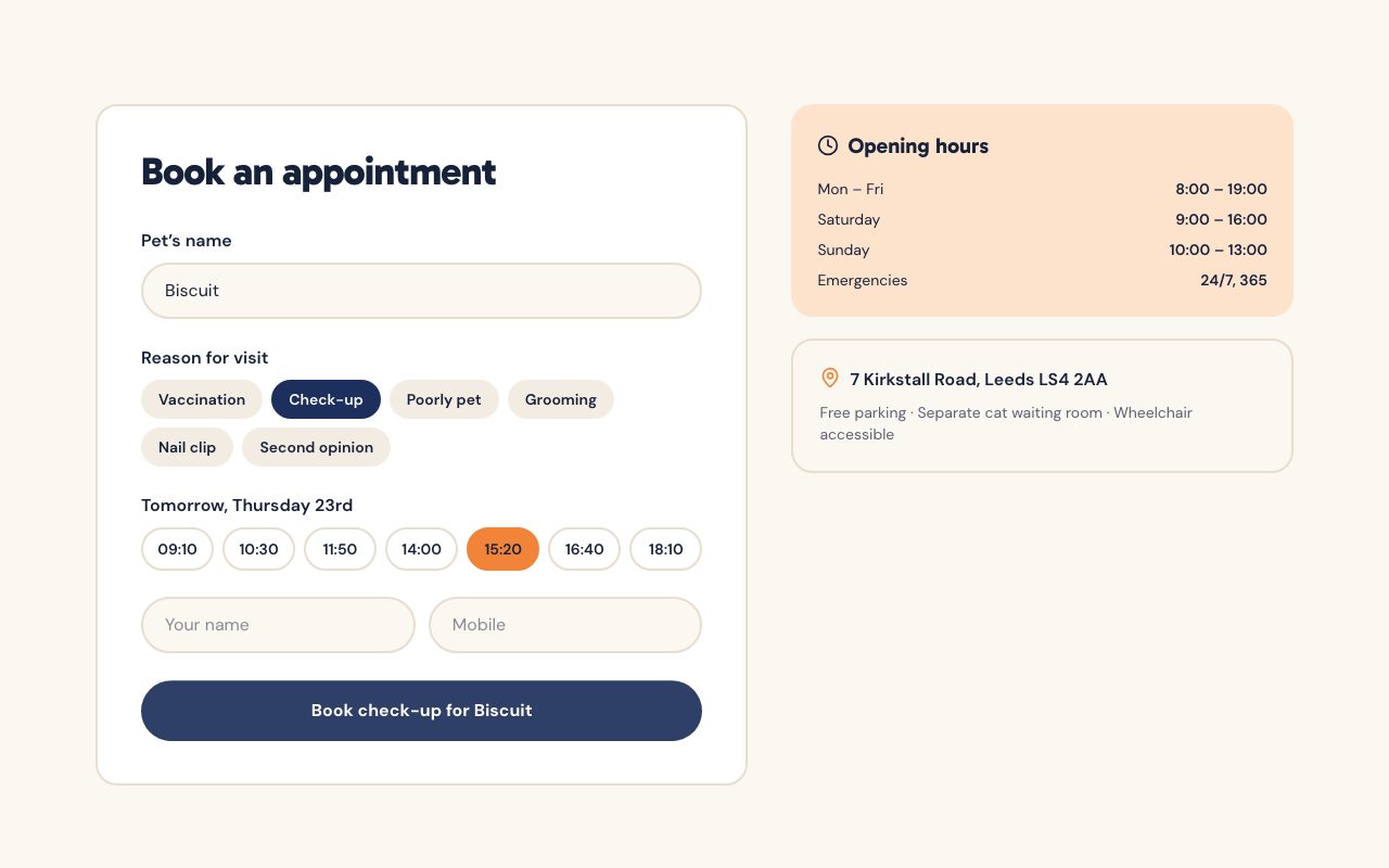 Mossbrook Appointment Booking preview