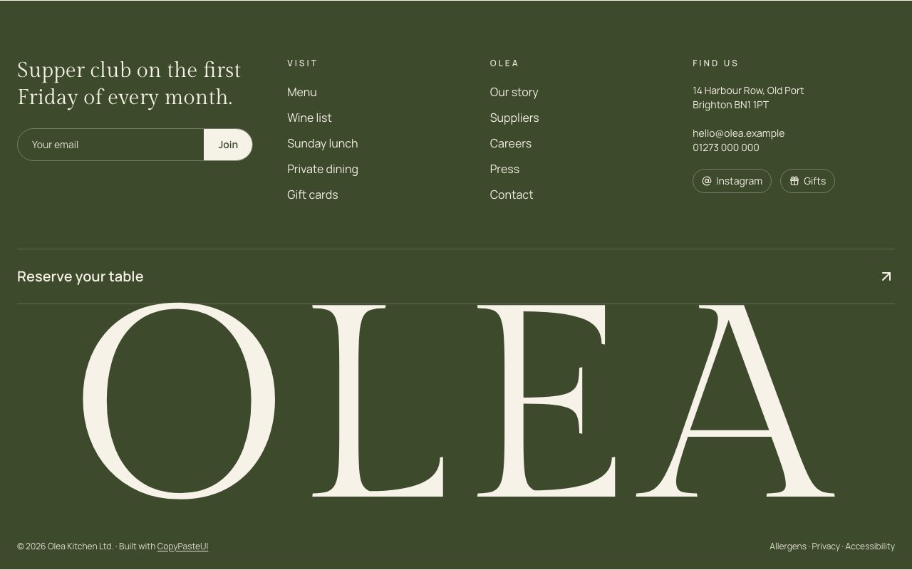 Olea Footer preview