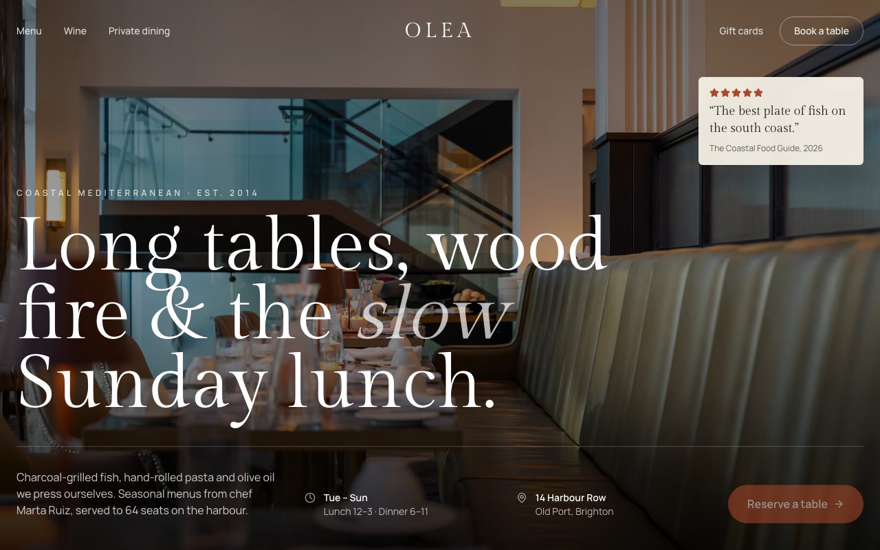 Olea Restaurant Hero preview