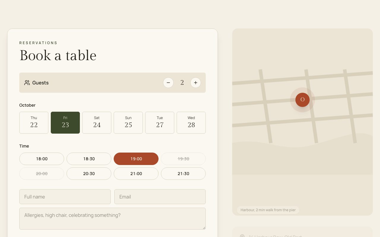 Olea Table Booking preview
