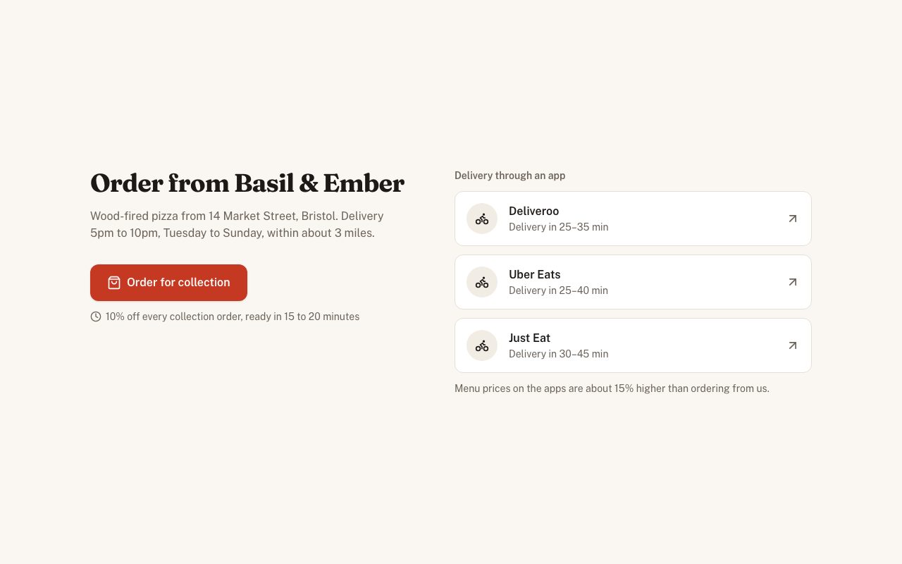 Order Delivery CTA preview