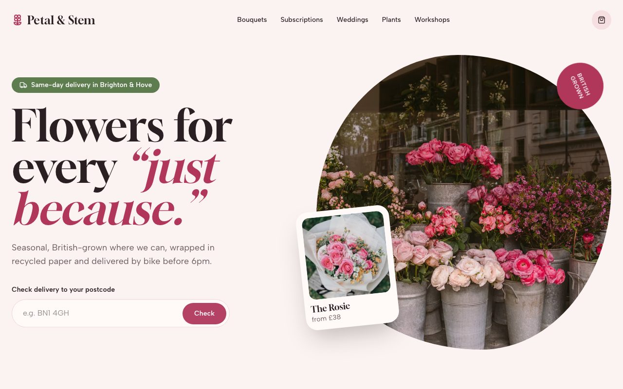 Petal & Stem Florist Hero preview