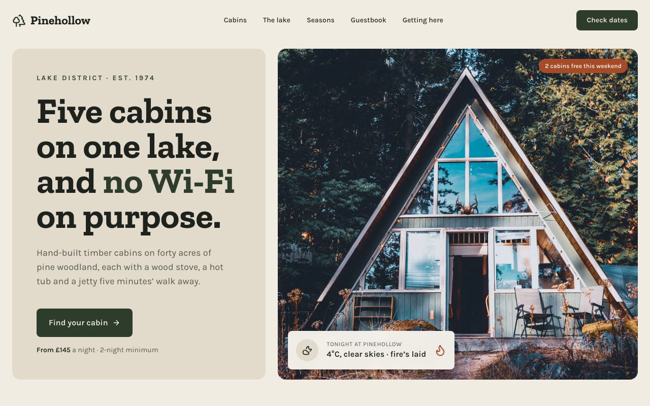 Pinehollow Cabins Hero preview