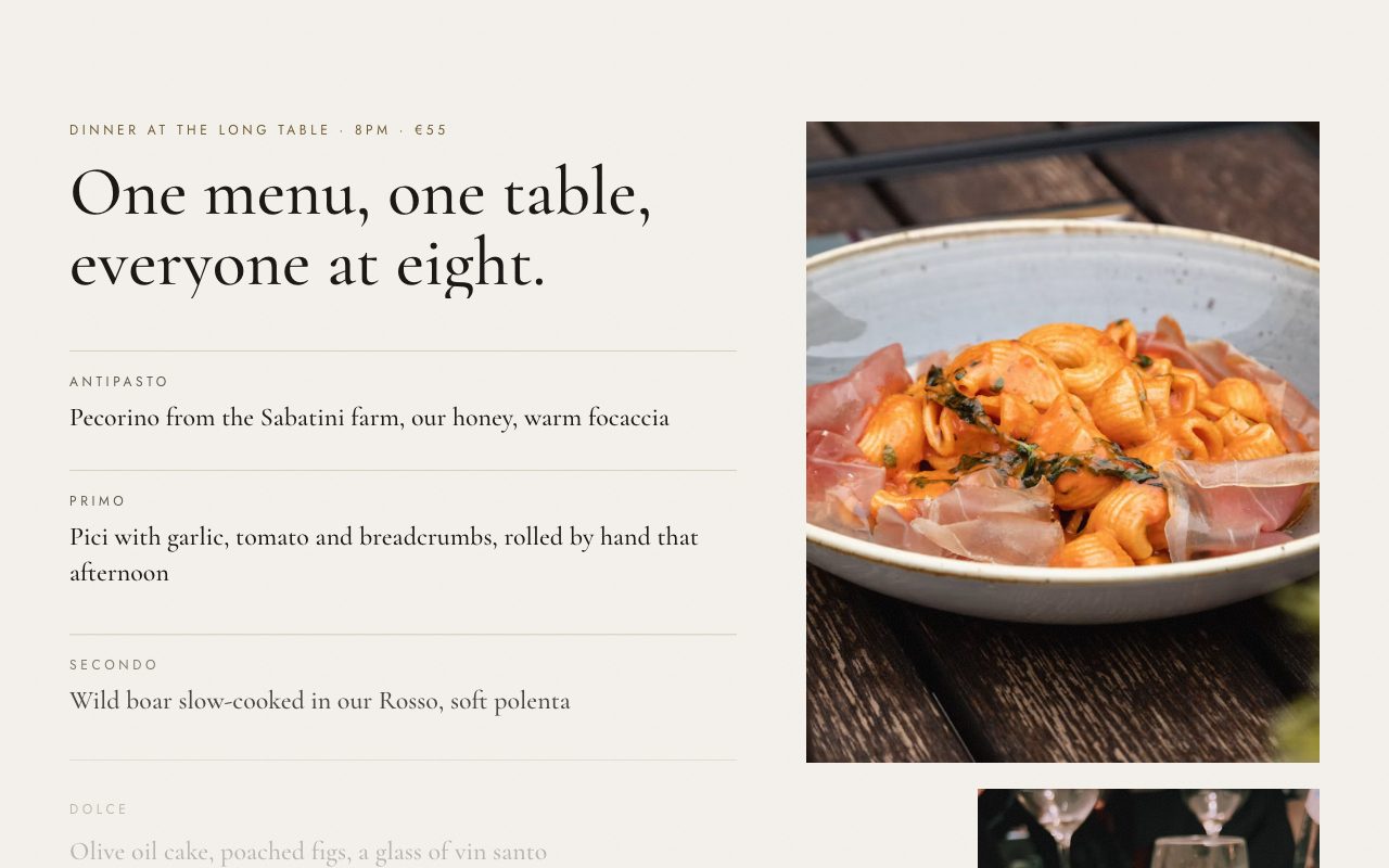 Poggio Lento Long Table Menu preview