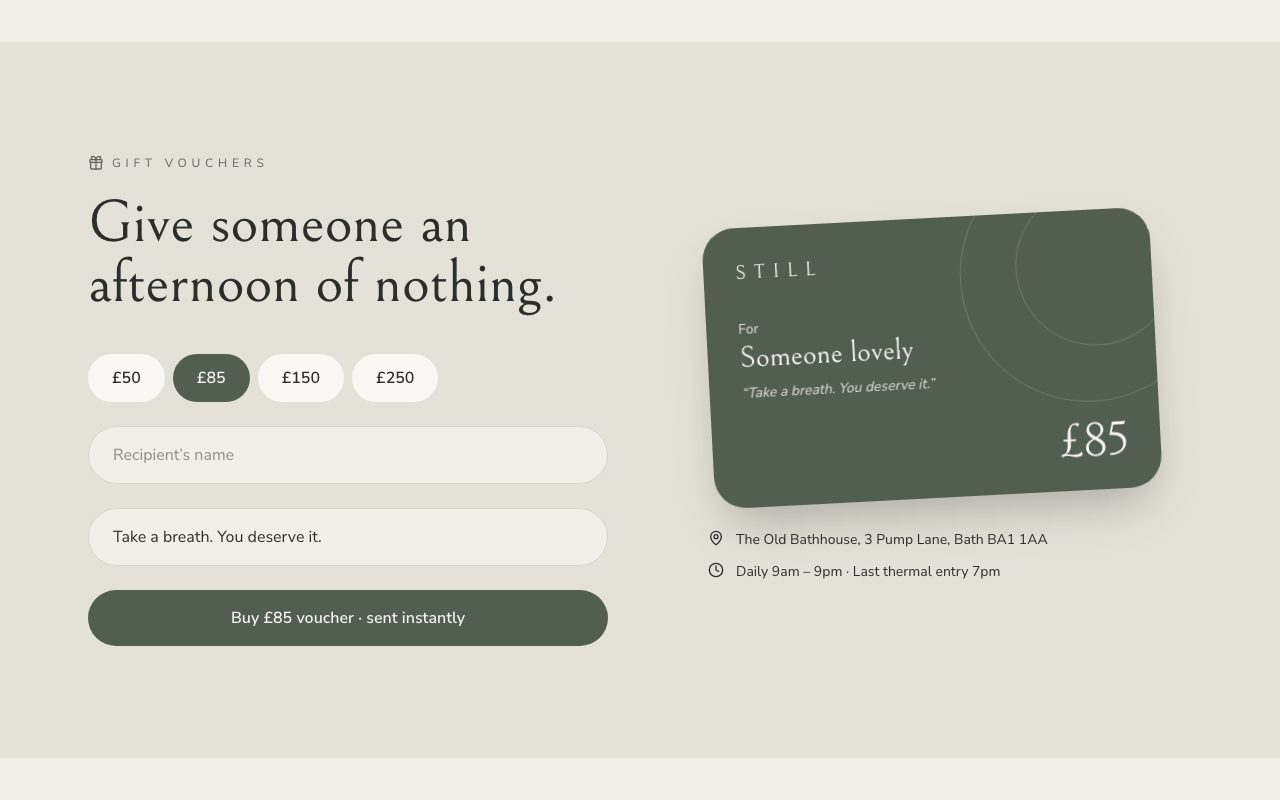 Still Gift Voucher Builder preview