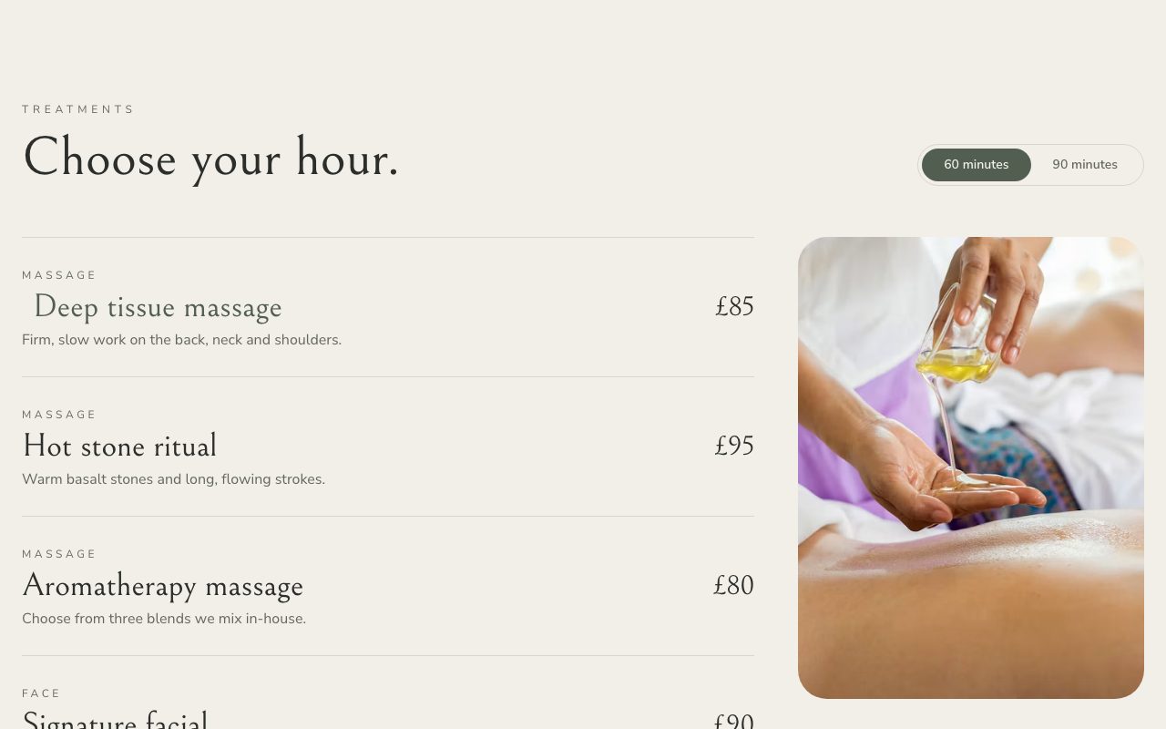 Still Treatment Menu preview
