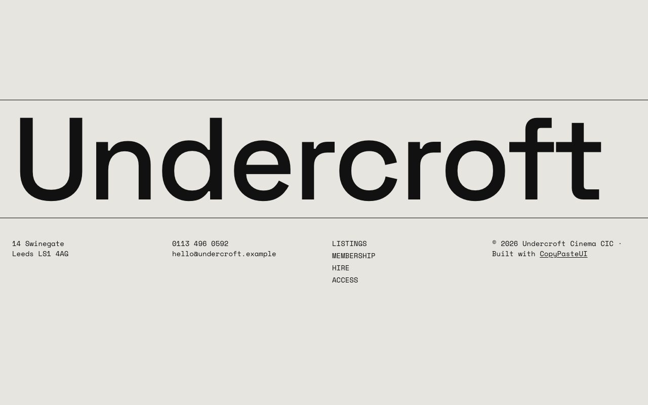 Undercroft Footer preview