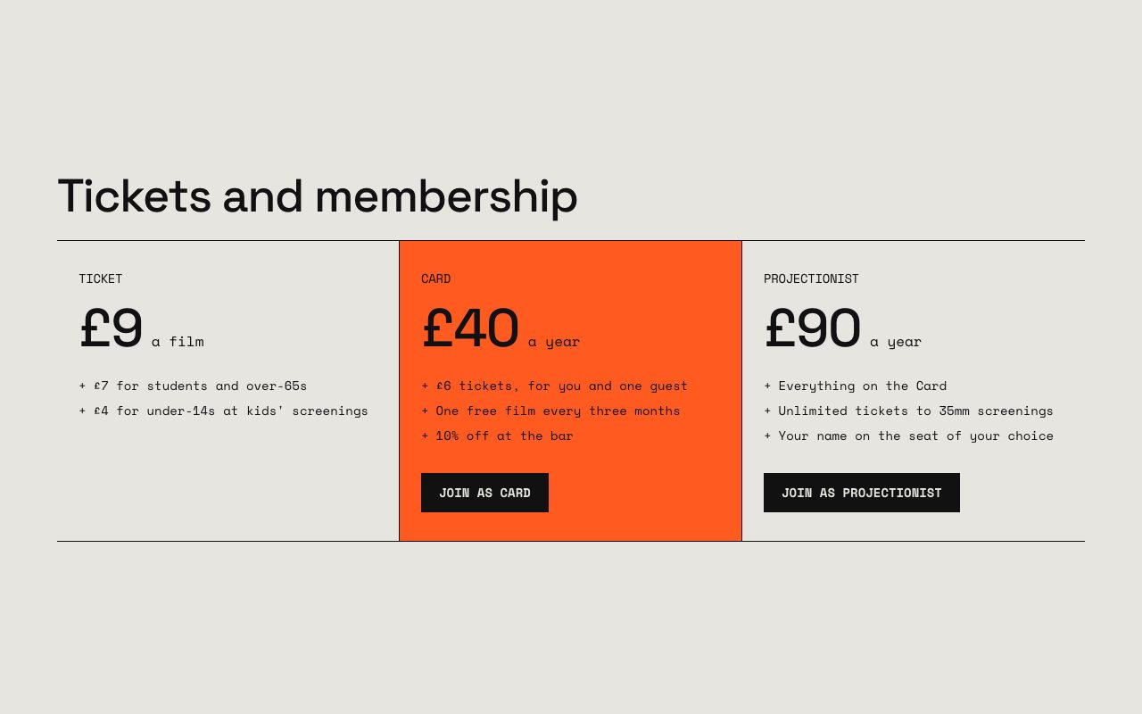 Undercroft Tickets and Membership preview