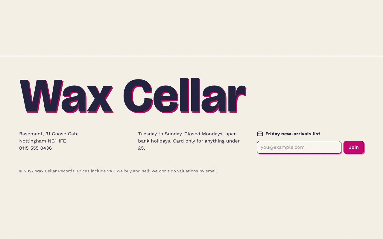 Wax Cellar Footer preview