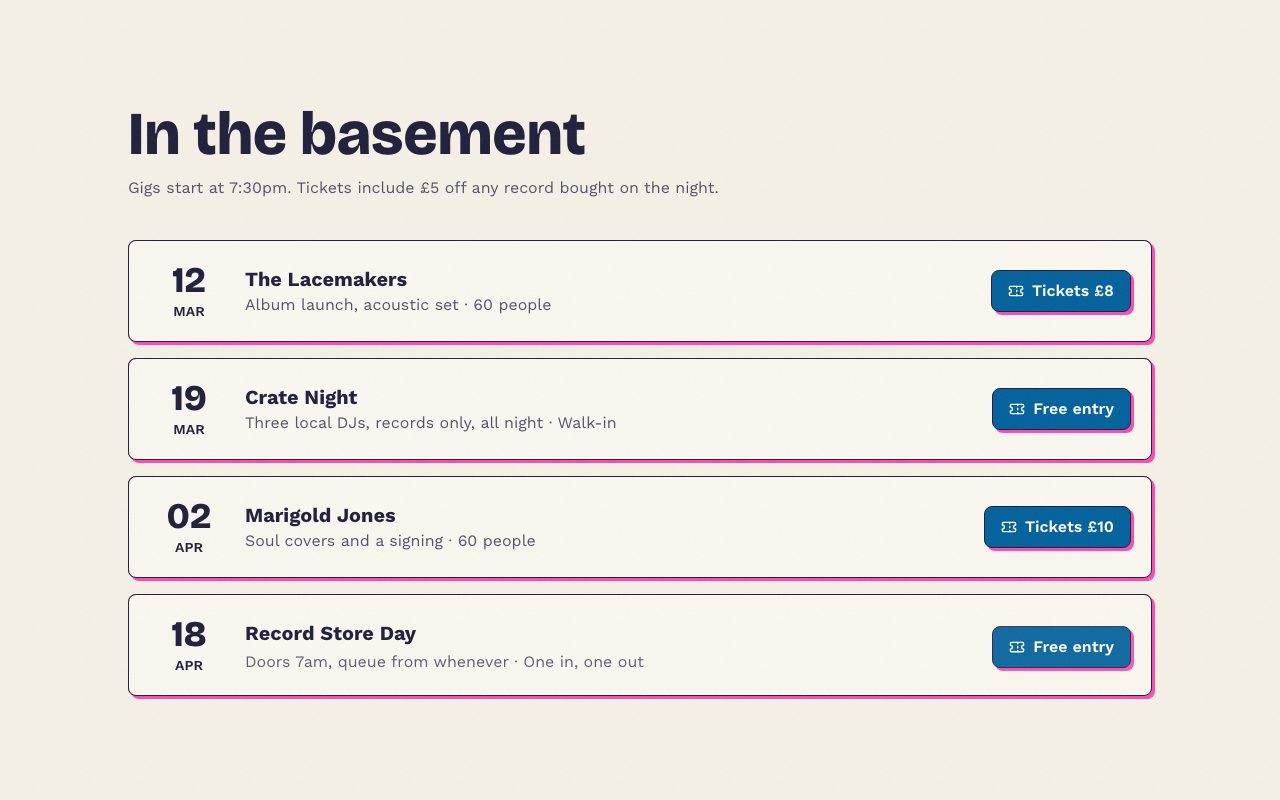 Wax Cellar In-Store Gigs preview