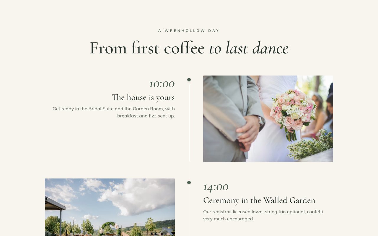 Wrenhollow Wedding Day Timeline preview